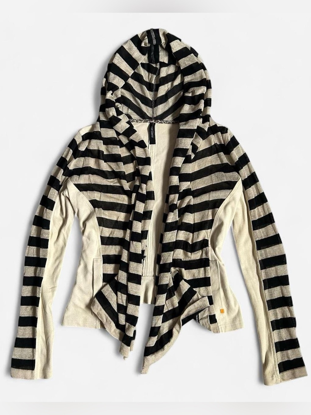 Marccain Striped Hooded Cardigan - Black & Cream